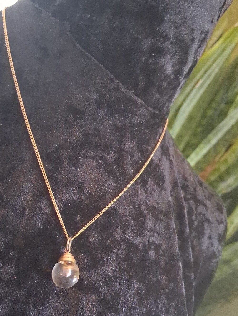 Vintage Gold and Clear Glass Orb Necklace with Matching Earrings - Picture 7 of 9